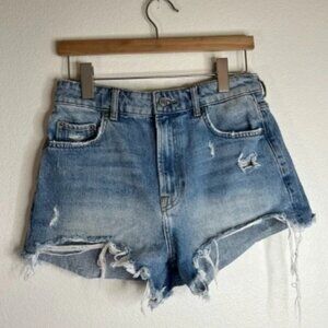 Zara Distressed Denim Shorts 6